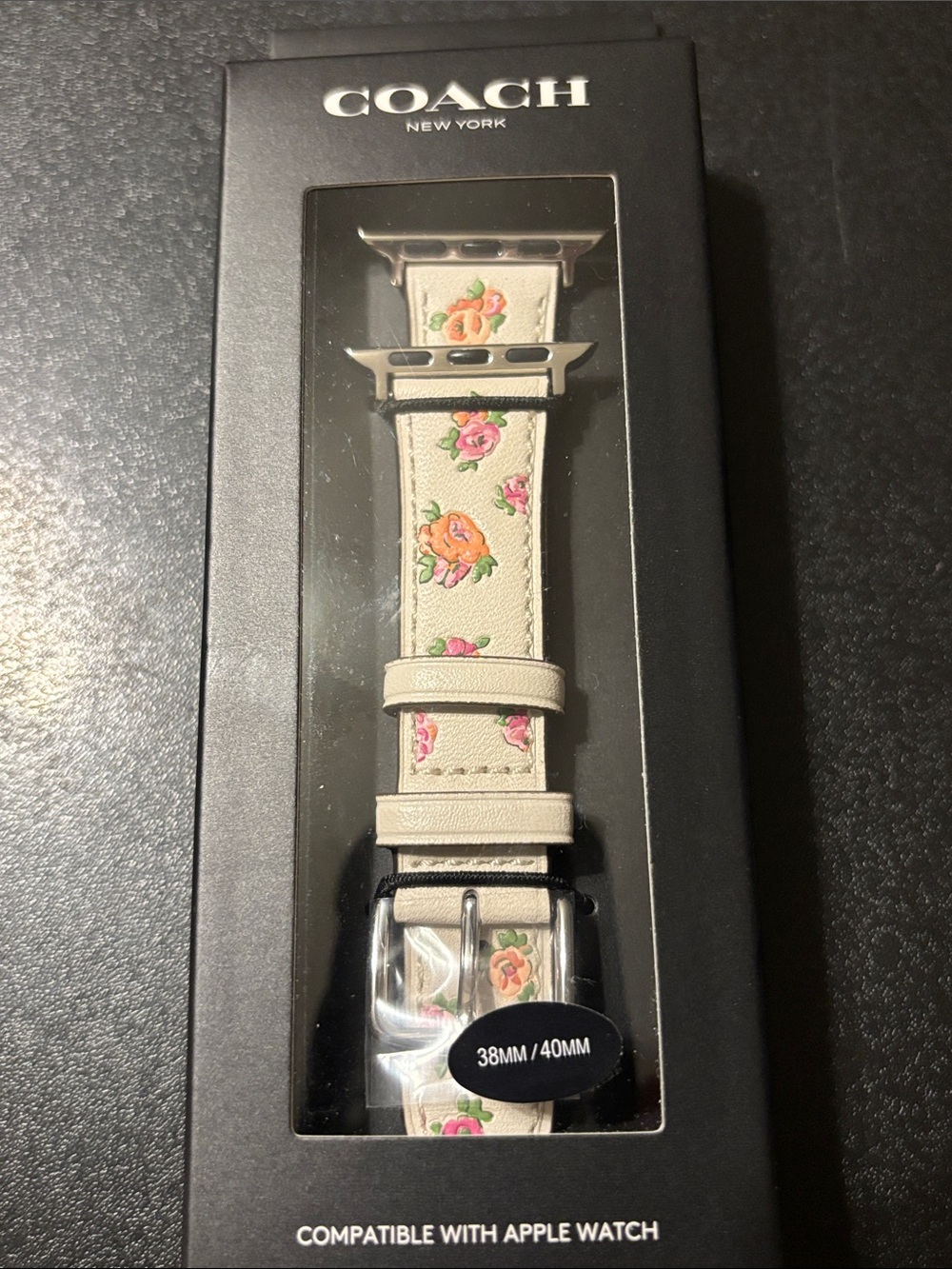 Coach Leather Apple Watch Band Flowers
